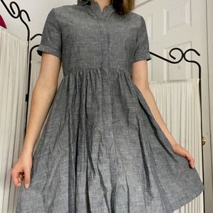 Mod Ref button up denim midi dress